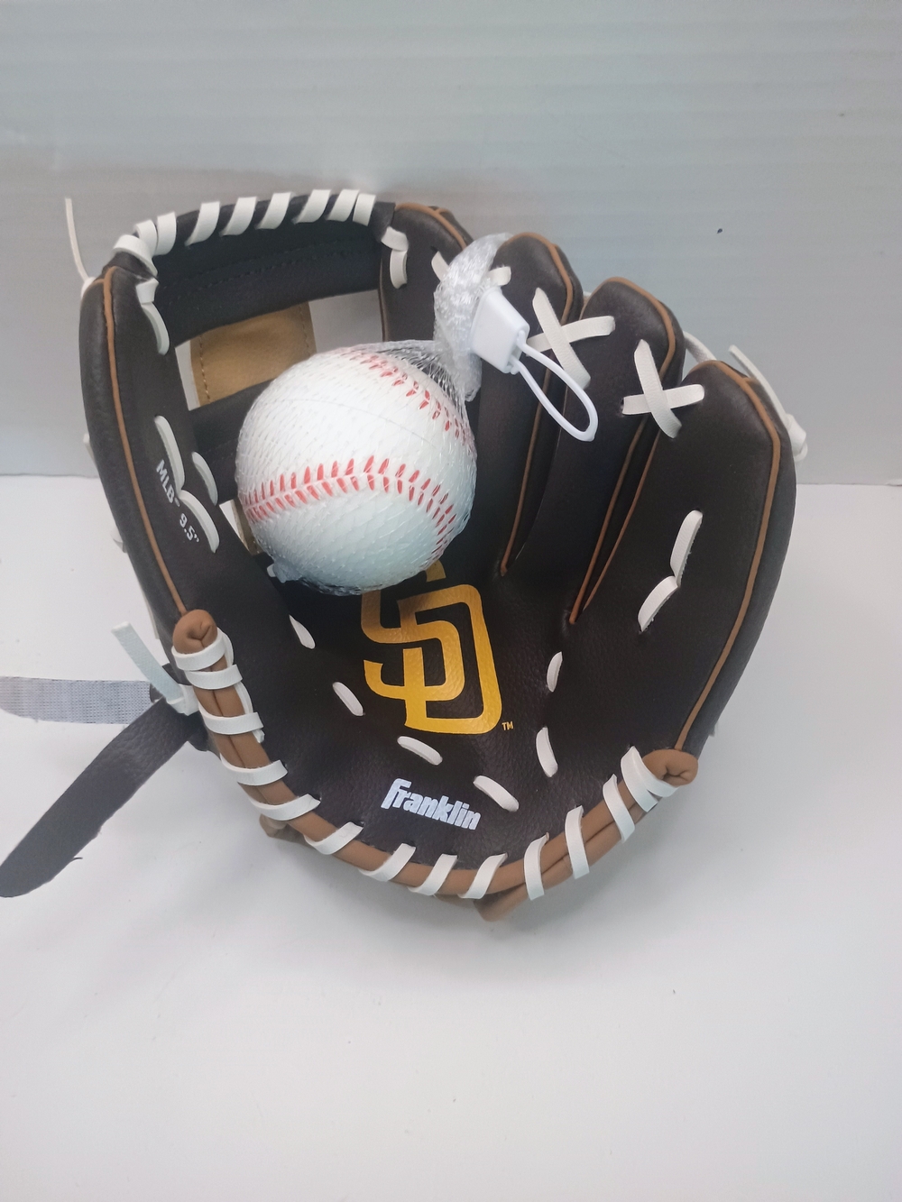 San Diego Padres Youth Teeball Glove + Ball Set, 9.5 in by Franklin Sports